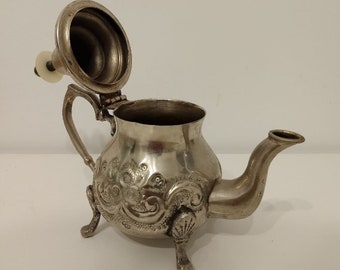 Vintage Styled Handmade Moroccan Silver Plated Teapot