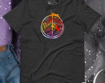 Peace Love Cats Retro T-Shirt Hippie Peace Sign Graphic