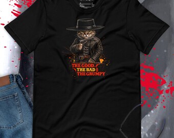 Tabby Cat Gunslinger Cowboy Western Movie Graphic Tee