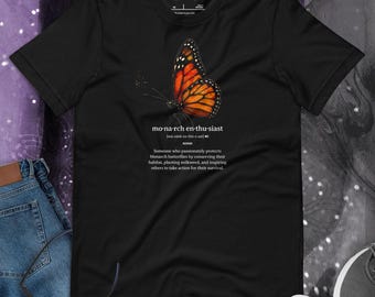 Monarch Enthusiast Definition Tee for Butterfly Conservation Lovers
