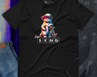 Dope Skater Cat T-Shirt | Funny Periodic Table Skateboard Tee