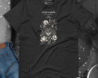 Ailurophile Definition T-Shirt Floral Cat Lover Gift