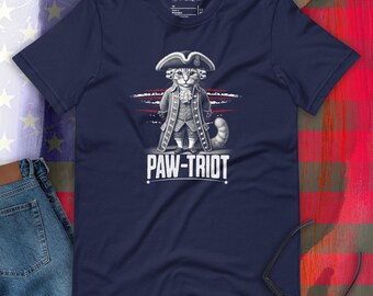 Paw-Triot Cat T-Shirt: Patriotic Colonial Graphic Tee