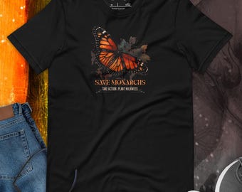 Save Monarchs Shirt Plant Milkweed Butterfly Conservation Tee