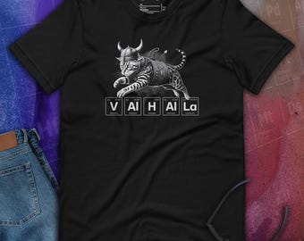 Valhalla Mythical Cat Tee | Viking Periodic Table Shirt | Norse Mythology Cat Lover Gift