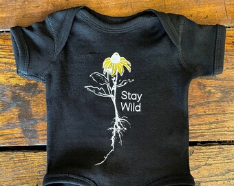 Stay Wild One Piece, Baby Bodysuit, Flower Design, Baby Shower Gift