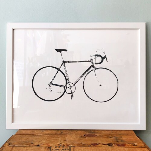Bike Canvas Print 12 X 12 Inch Road Bike Screenprint Wall Etsy