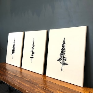 Boomafdrukken: natuurzeefdruk, canvaskunst met 3 panelen (20 x 16 inch)