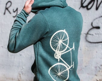 Bike Hoodie Mens Unisex Pullover Zip up Bicycle Screen Print Cyclist Gift Cozy Hoodie Etsy