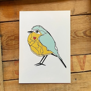 Carte postale Bluebird, carte postale 4 x 6 pouces, oeuvre d'art originale