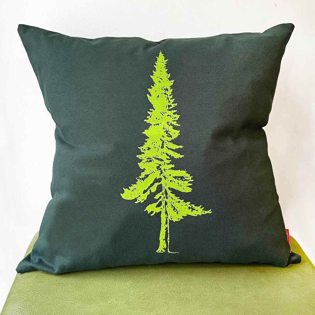 Tree Pillow Cover 20 X 20 Inch Forest Green Pillow Pine Etsy
