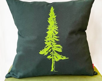 Tree Pillow Cover, 20 x 20 Inch, Forest Green Pillow, Pine Tree, Decorative Pillow, Throw Pillow, Nature