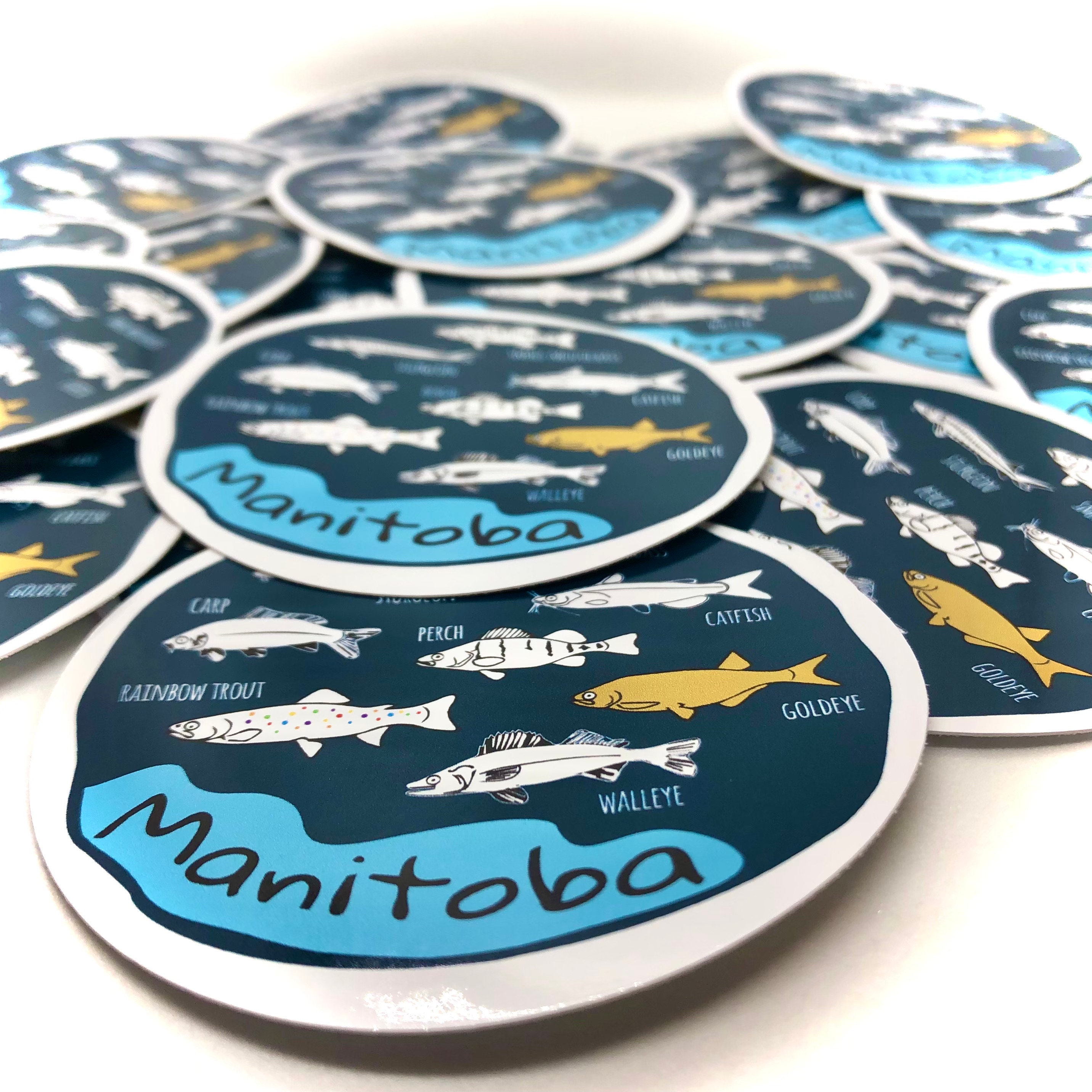 Manitoba Fish Sticker, 3 Inch Round Sticker, Prairie Inspired, Fishing  Decal, Laptop Decal 