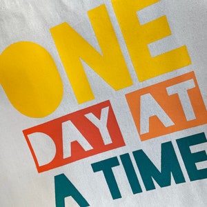 One Day At A Time Tote Bag, Jumbo Market Bag, Beach Bag, Quote, Natural Tote image 4