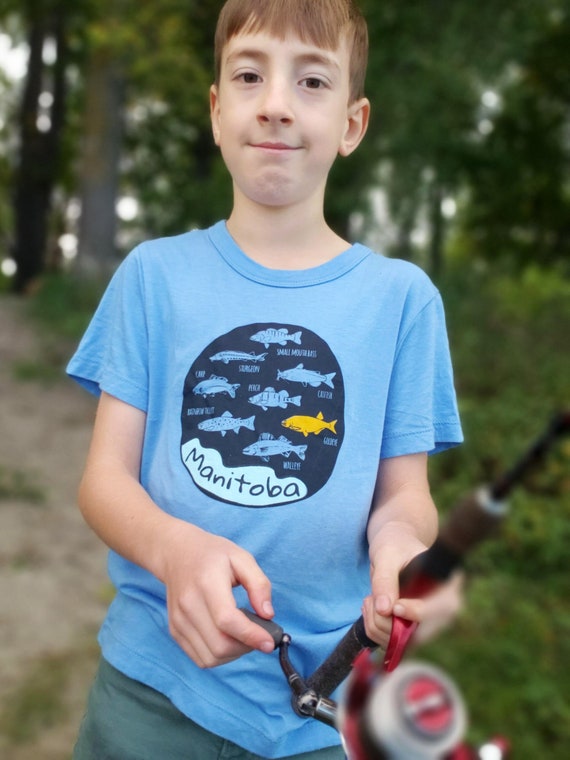 Kids Fishing Tee, Manitoba Fish T-shirt, Graphic Tee, Screenprint