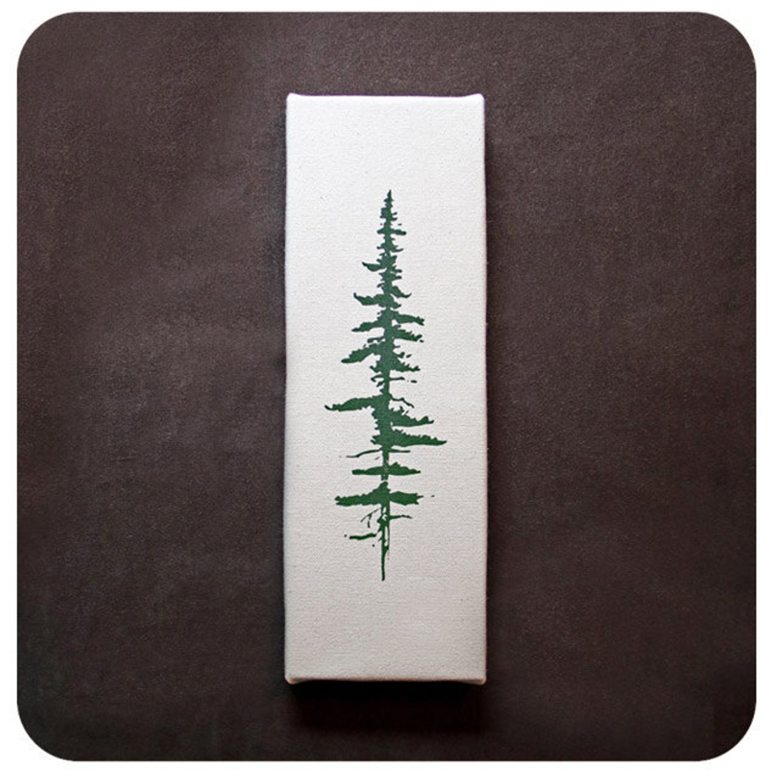 Pine Tree Print 12 X 4 Inch Canvas Tree Screen Print Tree Etsy