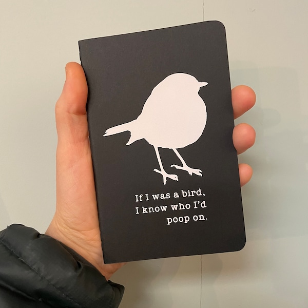 Quaderno con uccellino divertente, "Se fossi un uccello", carta da lettere a righe