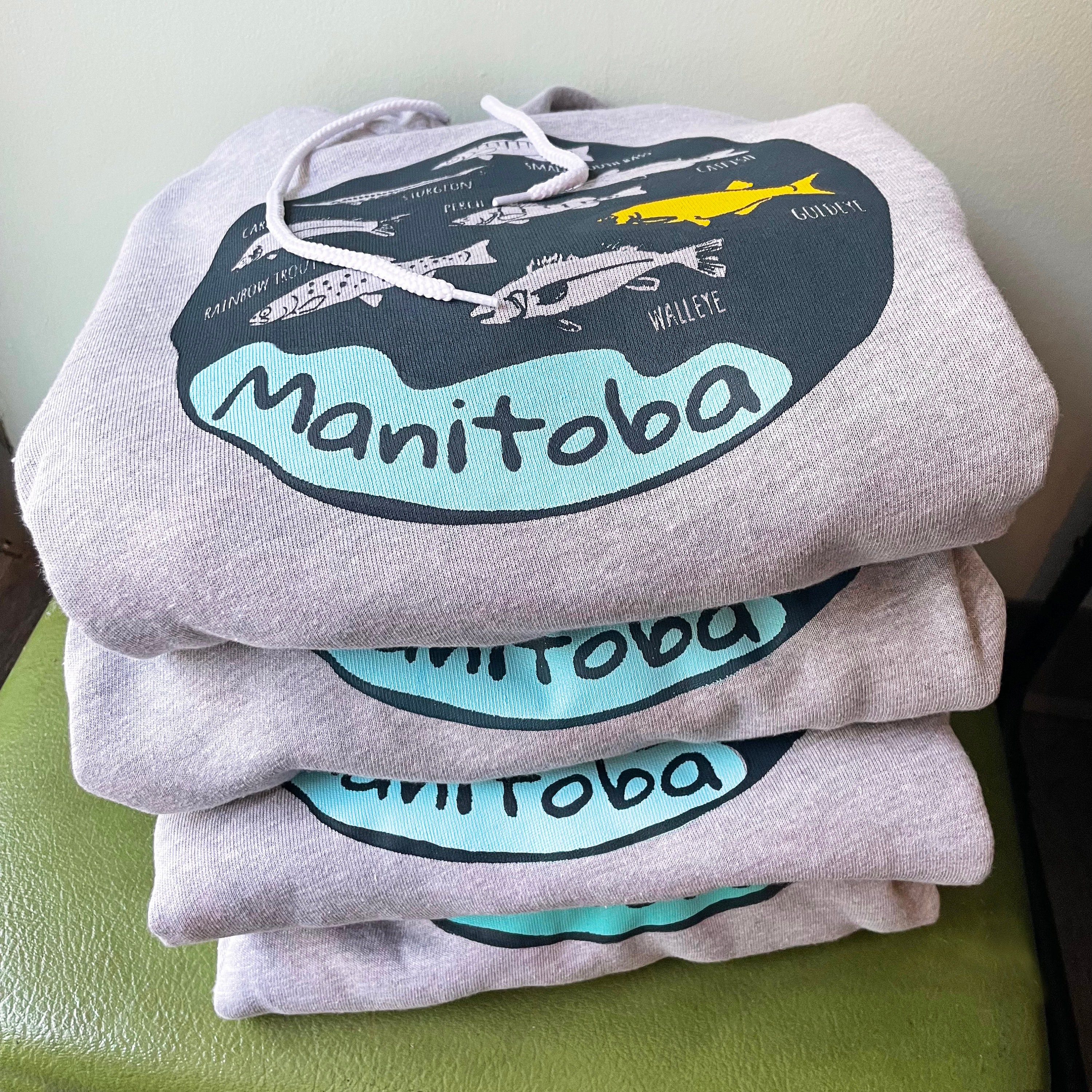 Manitoba Fish Hoodie, Hooded Pullover Sweatshirt, Mens/unisex, Fish  Screenprint 