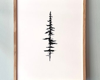 Tree Print, 11 x 14 Inch Screenprint, Wall Art, Nature, Minimalist Tree Art, Birch, Pine, Spruce, Douglas Fir, Home Decor