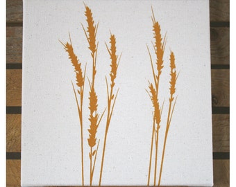 Wheat Canvas Print, 12 x 12 Inch Golden Wheat Print, Prairies Screen Print, Wall Art, Wheat Art