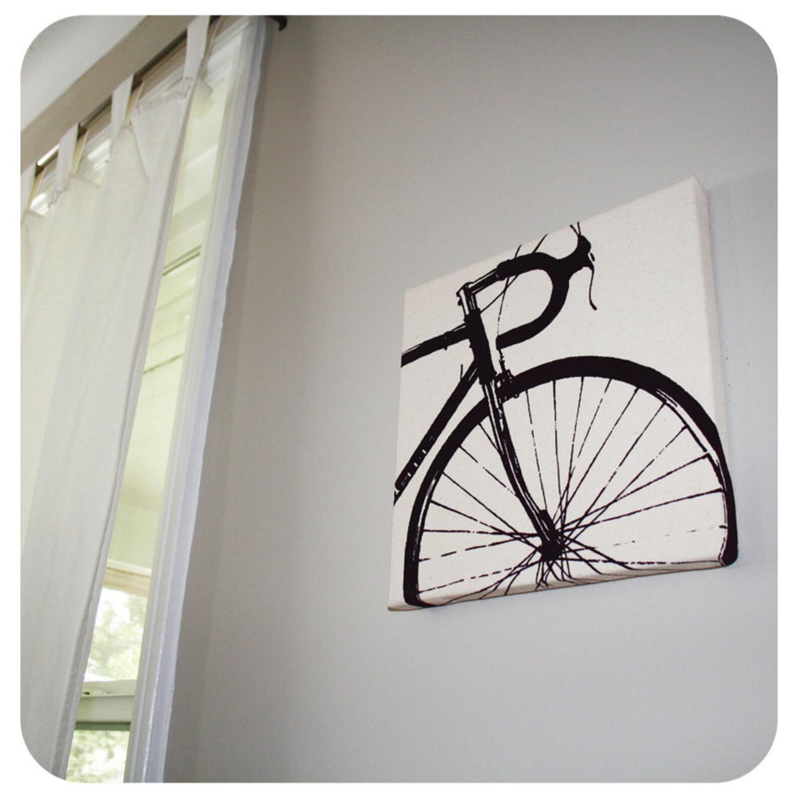 Bike Canvas Print 12 X 12 Inch Road Bike Screenprint Wall Etsy