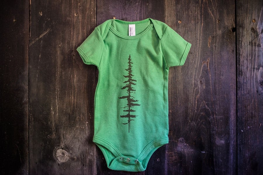 Tree Baby One Piece Tree Screen Print Forest Green Tree On Etsy