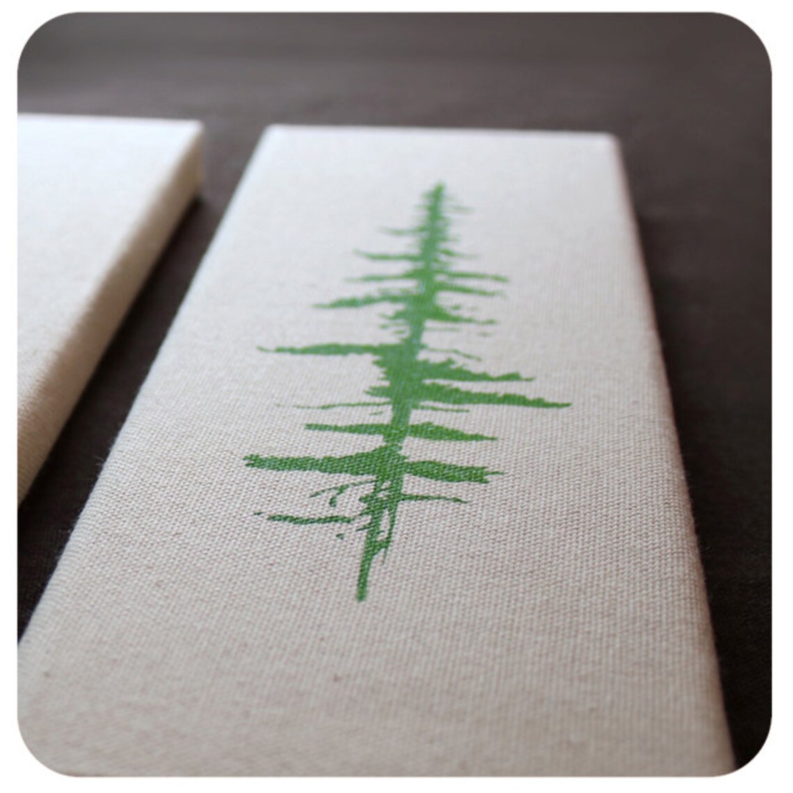Pine Tree Print 12 X 4 Inch Canvas Tree Screen Print Tree Etsy
