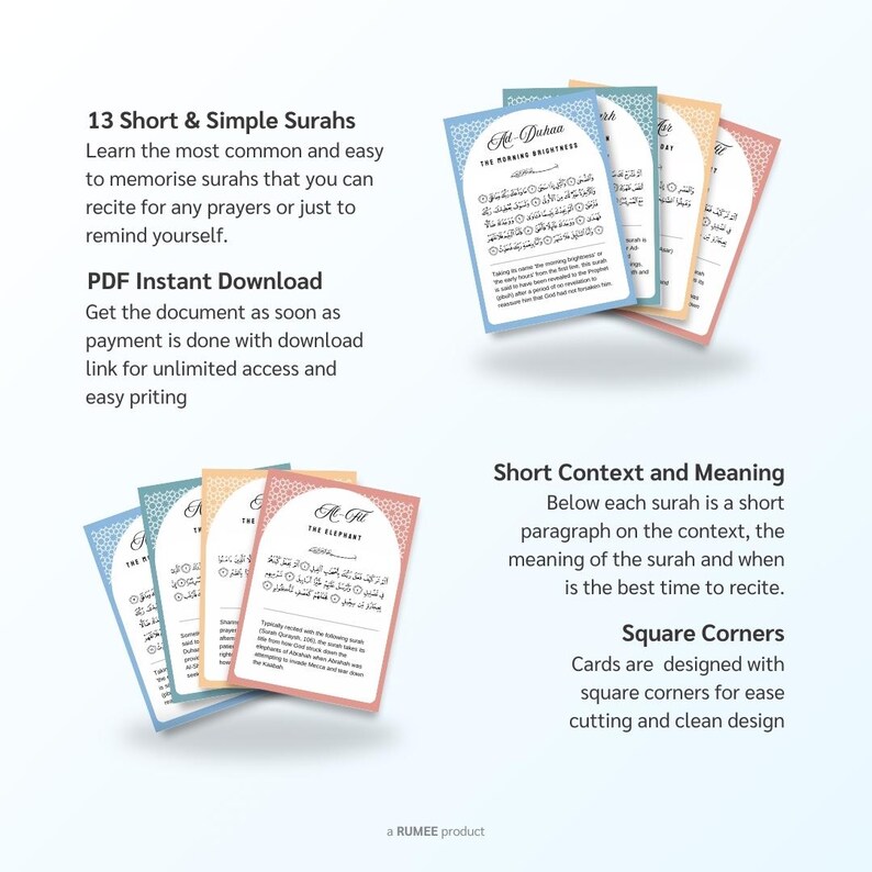 13 Short & Simple Surah Learning Flash Cards - Etsy