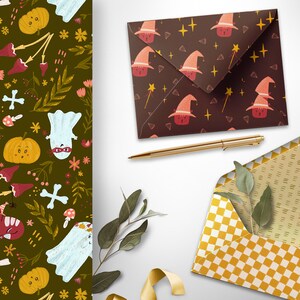 Cute Spooky Halloween Seamless Pattern Collection, Cat, Witch, Ghost ...
