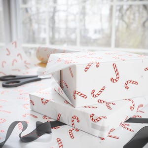 Candy Cane Pattern Wrapping Paper | Christmas Holiday Gift Wrap