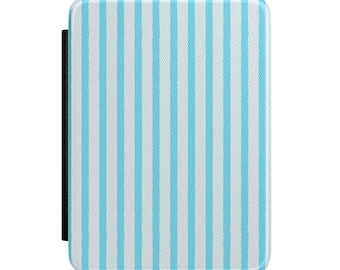 Aqua Vertical Stripes Kindle Case | Blue Teal Stripe E-Reader Cover