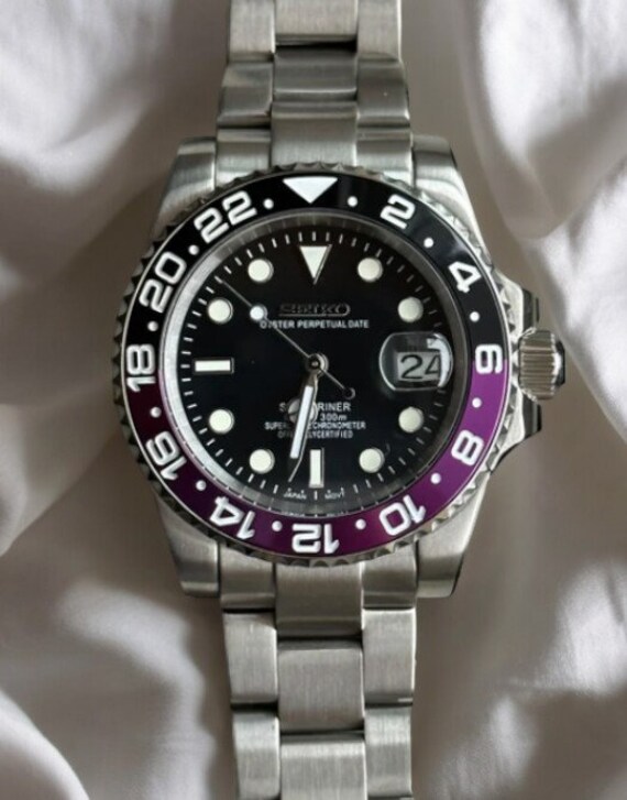 Steel insert vintage watch seiko skx013 divers wa… - image 1