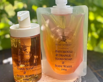 Patchouli Orange Hand Soap: Vegan Handmade Liquid Soap, Refillable
