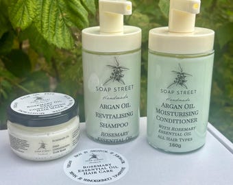 Rosemary Essential Oil Hair Care Gift Set: Handmade and Vegan  Conditioner, Shampoo and Mask.