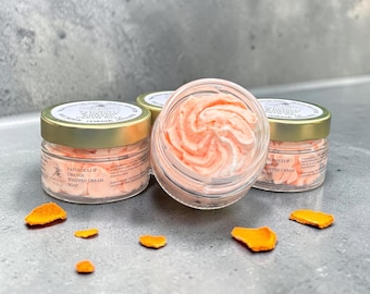 Patchouli and Orange Whipped Cream Soap, Handmade, Vegan, Moisturising, 3-in-1 Body wash, Shampoo & Shaving Soap, Shower Soap, Travel Soap