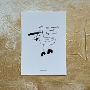 tarjeta, postal, poema, escrito a mano, ilustración, arte de palabras, regalo, poema, único, humor, poema, pato extraño, pato