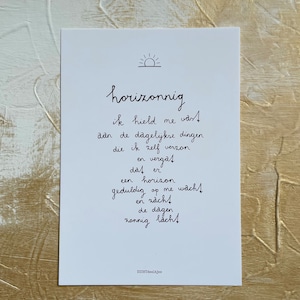 Impresión A5, escrita a mano, tarjeta de regalo, obra de arte, poema, poesía, belleza, rendición, arte de palabras, poema, escrito a mano, sol