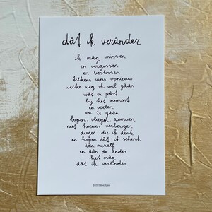 Tarjeta, poema, impresiones, impresión A5, poema, creativo, personal, arte de palabras, cambio, poesía, escrito a mano, tarjeta resistente, obra de arte