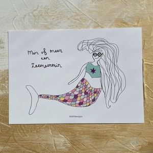 escrito a mano, tarjeta, tarjeta de regalo, impresión A5, impresión, arte de palabras, broma de palabras, sirena, poema, poema, arte de palabras, poesía