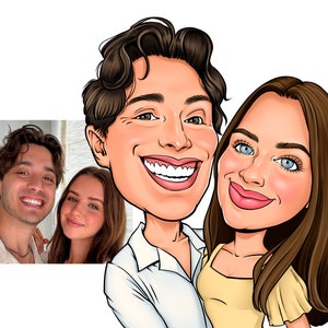 Personalized funny couple caricature from photo 2 person | Funny Gift for family, friend (Digital Download)