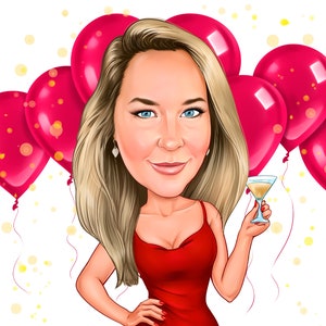 Caricatura de aniversário personalizada de uma foto | Presente de aniversário exclusivo | Presente de aniversário personalizado | Presente para amigos | feito à mão