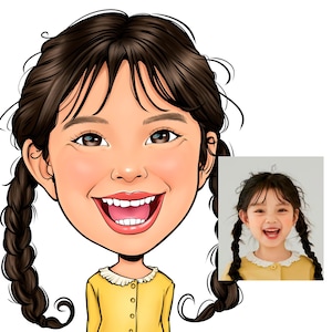 Caricatura infantil engraçada a partir de foto | Presente para amigos | Caricatura personalizada para 1 pessoa | Presente para ela, para ele | Desenho para uma criança