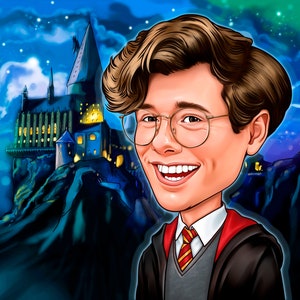 Personalized cartoon caricature in style favorite cartoon film series, Gift for a friend, Cosplay drawing, Caricature image movie character