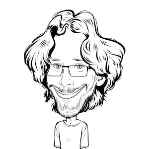Personalized Caricature for 1 person: Funny Black and White Linear Style Gift (Digital Download)