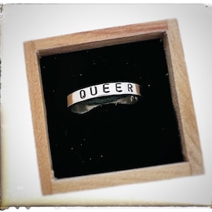 SILVER Queer Ring-Queer Jewelry-Silver Ring-LGBTQ-Trans-Queer-Pride-Pride Month-Pride-Rings-Dainty Ring-Bands-band rings-Subtle Queer Rings