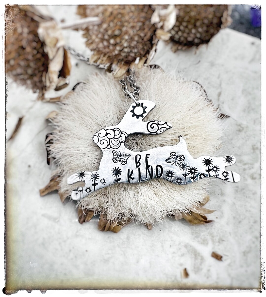 Be Kind Rabbit Necklace-leaping Rabbit Necklace-vegan Necklace-vegan ...