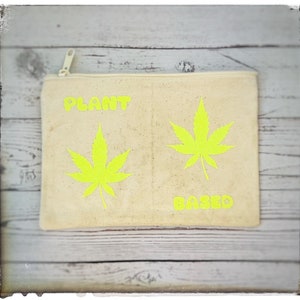 Plant Based Hemp Leaf Pouch-make-up bag-vegan pouch-vegan gifts-Gift Shop-Tote-Plant Lovers CBD-Vegan Bag-Canvas pouch-Cannabis image 3