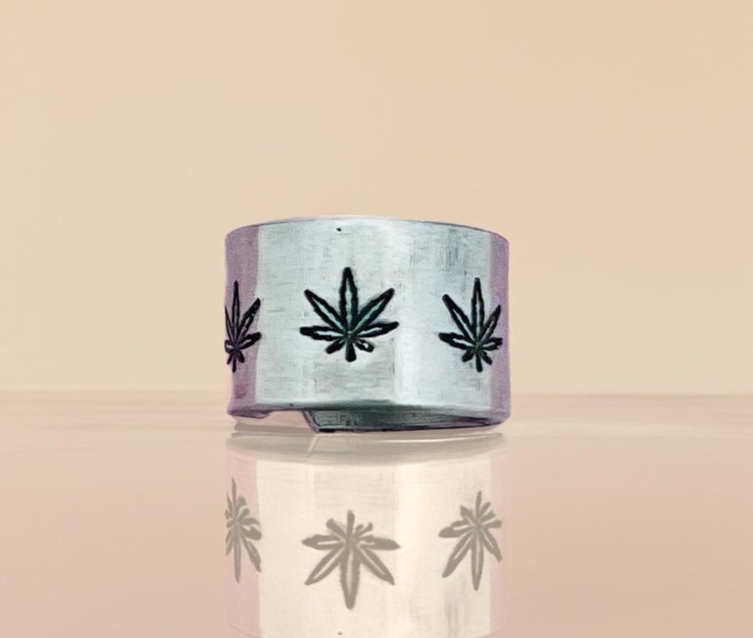 Hemp Rings Handmade Hemp Leaf Aluminum Ring – Wide Band, Vegan Jewelry - Etsy