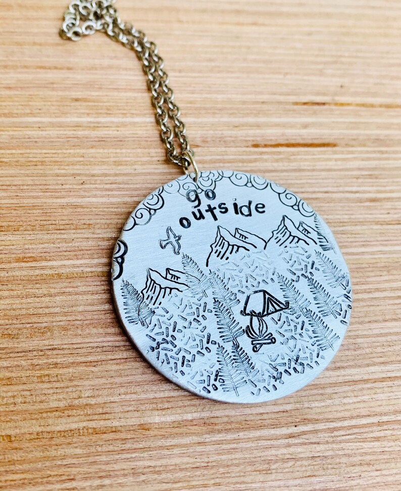 Go Outside Camping Necklacecamping Jewelrynature Lover Etsy