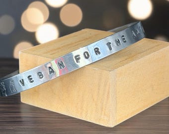 Brazalete vegano para animales, joyería vegana de aluminio hecha a mano
